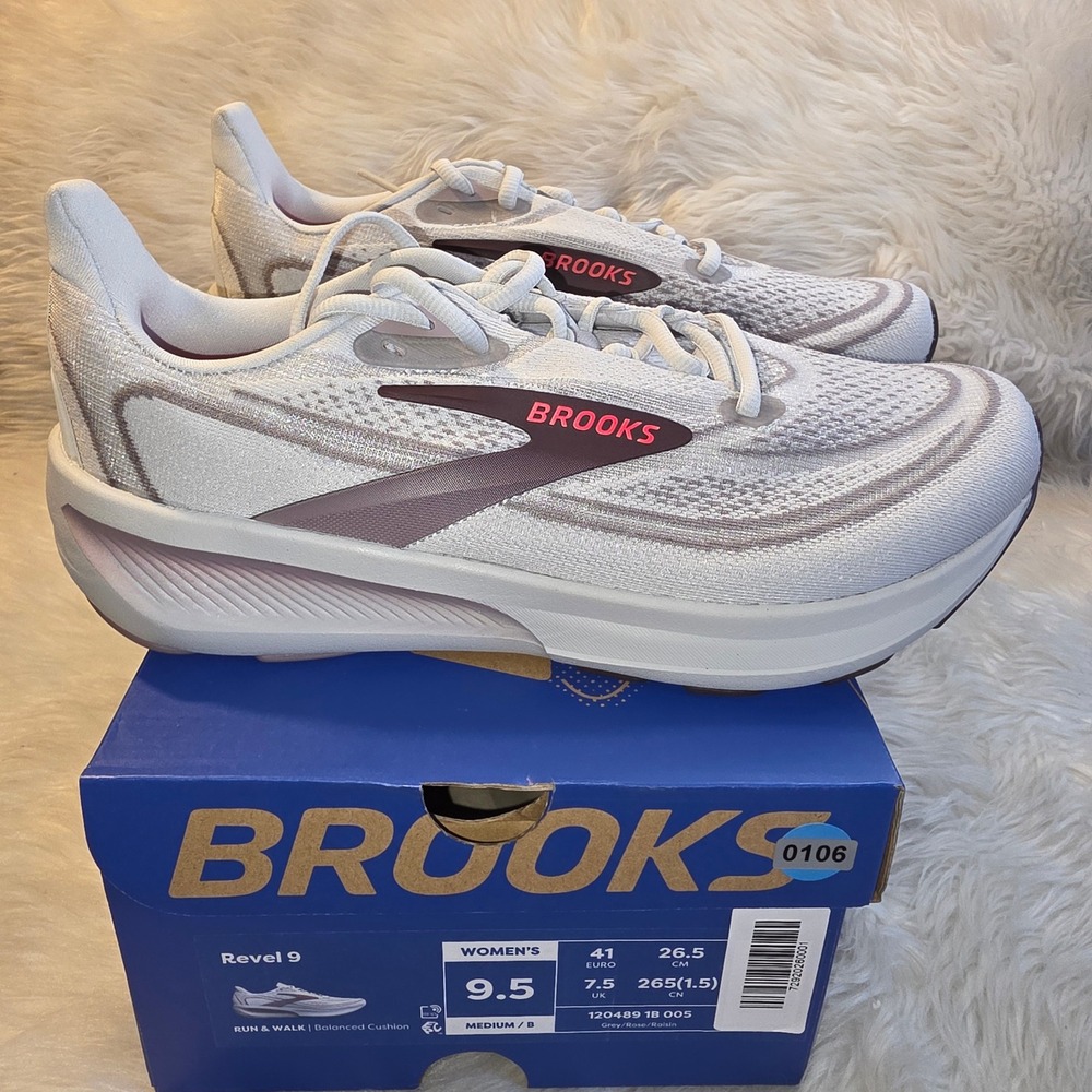 Brooks Revel 9 Running Shoes Womens Size 9.5 Grey Rose Raisin 1204891B005